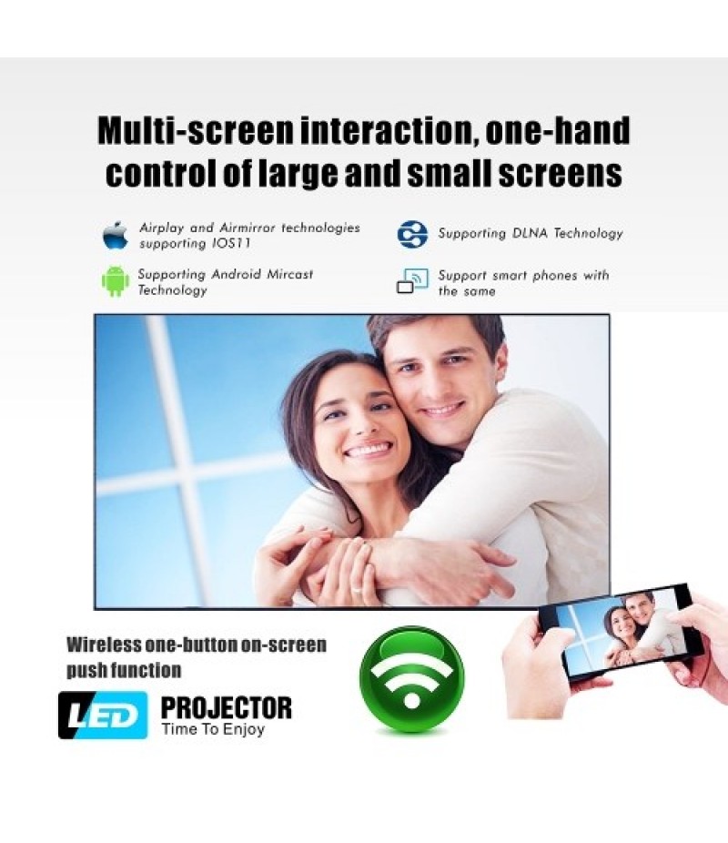 LCD T6 Smart Wifi Projector Support 1080p HD LED Portable Mini Projector Video For Home Theater Game Movie Cinema US Plug