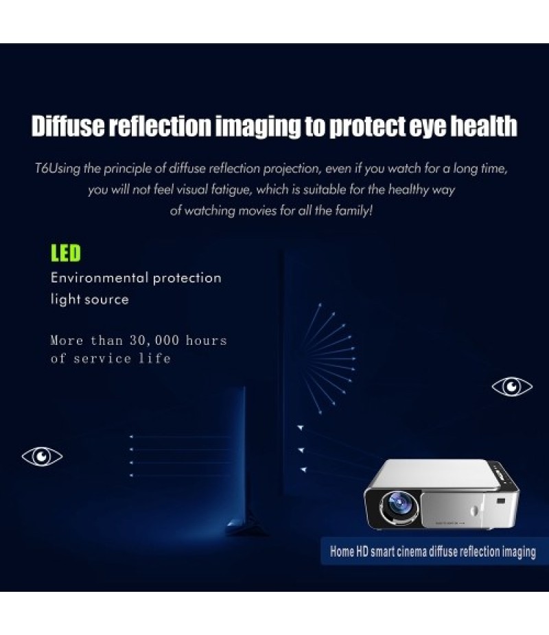 LCD T6 Smart Wifi Projector Support 1080p HD LED Portable Mini Projector Video For Home Theater Game Movie Cinema US Plug