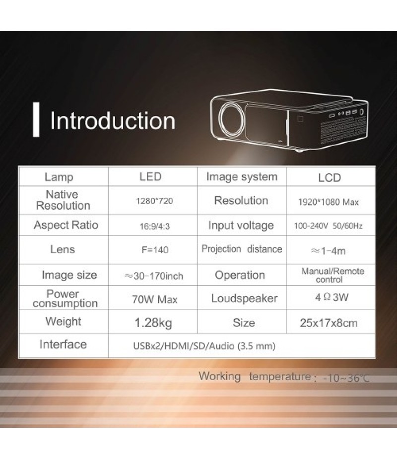 LCD T6 Smart Wifi Projector Support 1080p HD LED Portable Mini Projector Video For Home Theater Game Movie Cinema US Plug