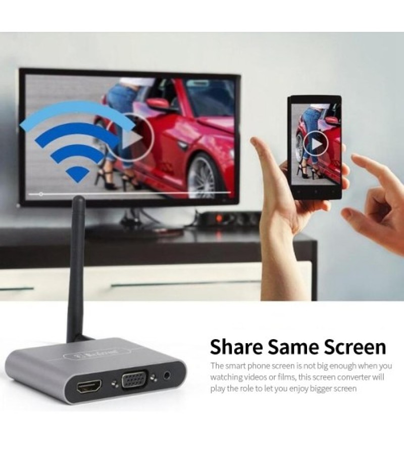 X6W Plus 4K Wireless Display Receiver 2.4GHz&amp;5GHz Dual-frequency Wireless Dongle with External Antenna HD VGA Audio Ports
