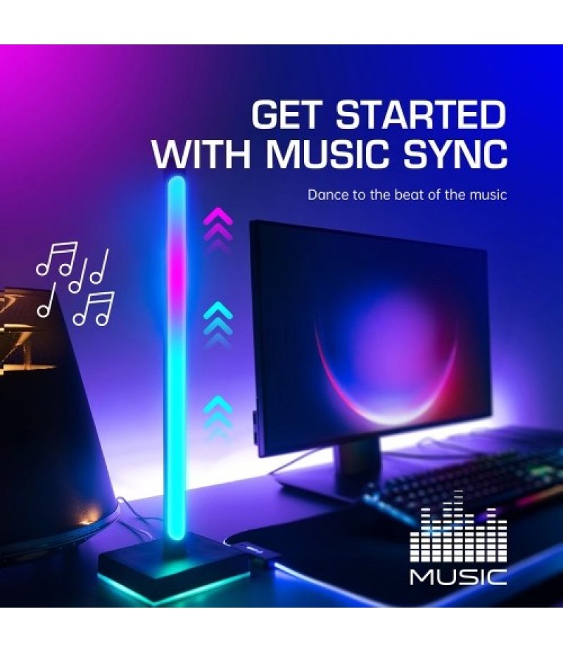 Smart RGB Desktop Pickup Atmosphere Lamp Music Rhythm Light Bar Support APP Control for Living Room Bedroom Party(2PCS)