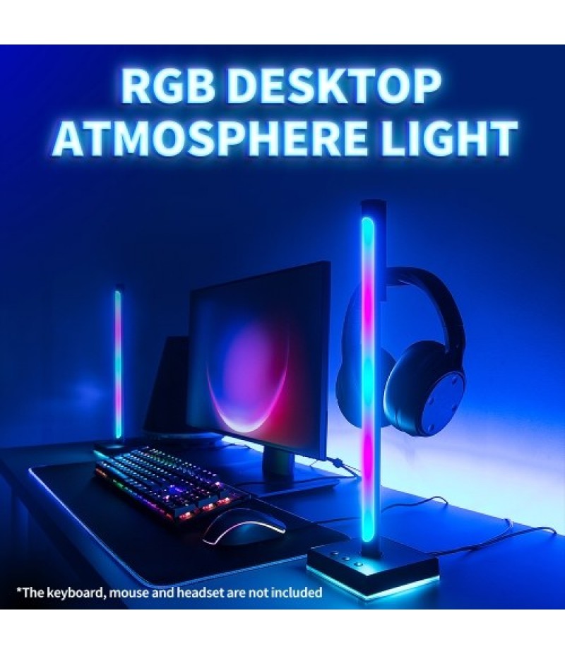 Smart RGB Desktop Pickup Atmosphere Lamp Music Rhythm Light Bar Support APP Control for Living Room Bedroom Party(2PCS)