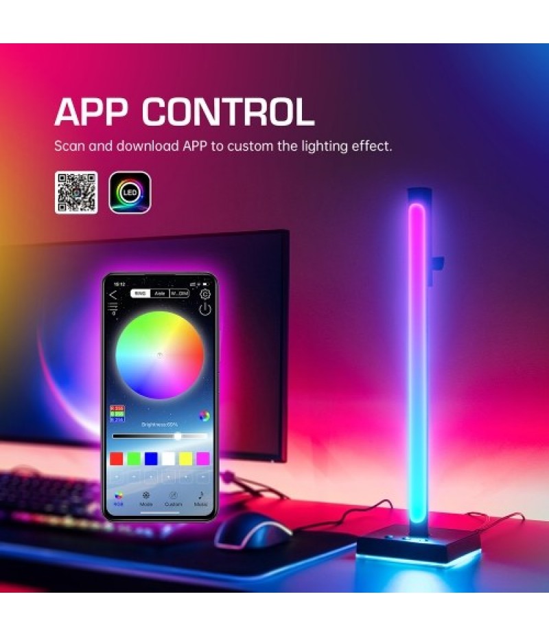 Smart RGB Desktop Pickup Atmosphere Lamp Music Rhythm Light Bar Support APP Control for Living Room Bedroom Party(2PCS)