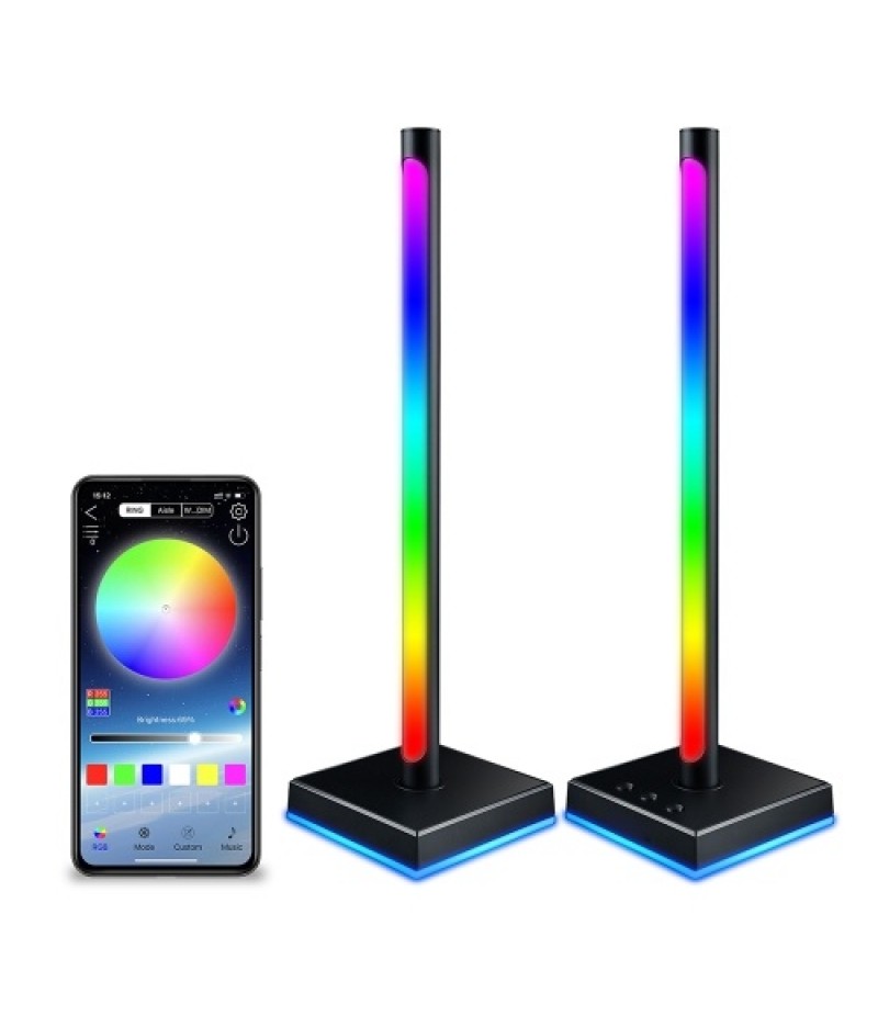 Smart RGB Desktop Pickup Atmosphere Lamp Music Rhythm Light Bar Support APP Control for Living Room Bedroom Party(2PCS)