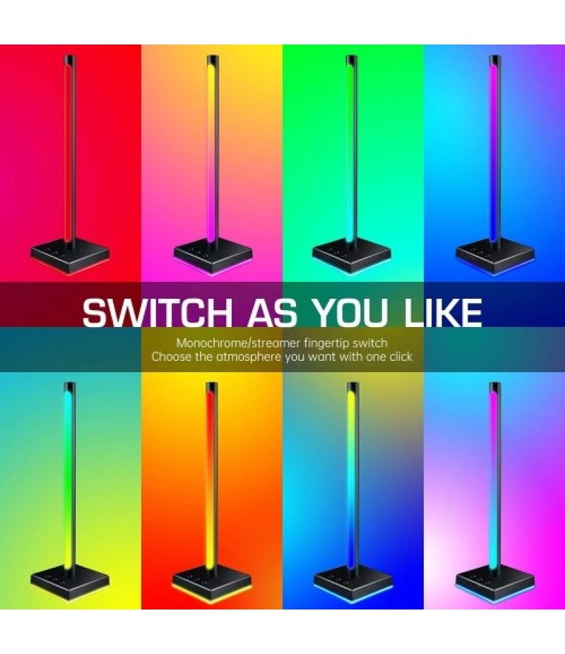 Smart RGB Desktop Pickup Atmosphere Lamp Music Rhythm Light Bar Support APP Control for Living Room Bedroom Party(2PCS)