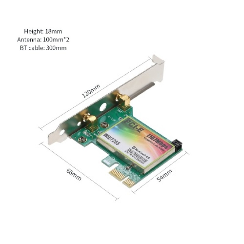 WiFi Card AC 1200Mbps BT4.0 Wireless PCIe Network Adapter Card 5.8GHz/2.4GHz Dual Band PCI Express Network Card