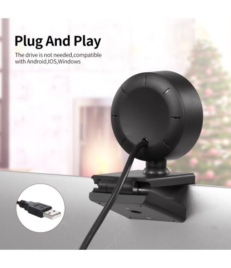 1080P HD Webcam with Ring Light Mini Autofocus Webcam Built in Microphone Webcam for Video/Live Streaming/Videoconferencing