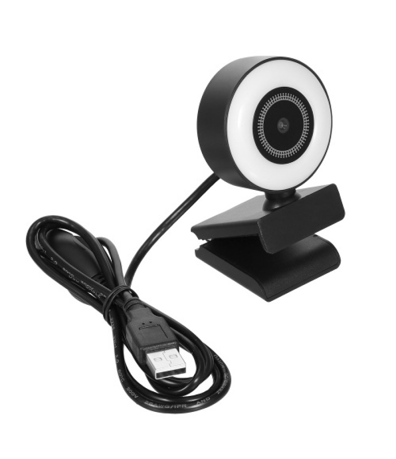 1080P HD Webcam with Ring Light Mini Autofocus Webcam Built in Microphone Webcam for Video/Live Streaming/Videoconferencing