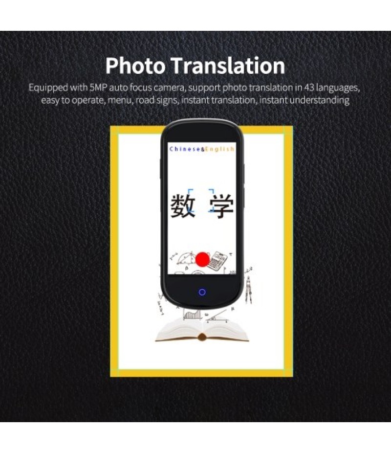 V12 4G Smart Translator Support Online/Offline/Photo Translation with 4 inch Touch Screen 2000mAh Battery SIM Card Slot Black