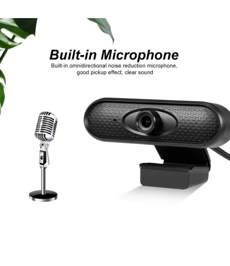 HD 1080P Web Camera Manual Focus USB Webcam Computer Camera Built-in Microphone Drive-free Camera for PC Laptop Black