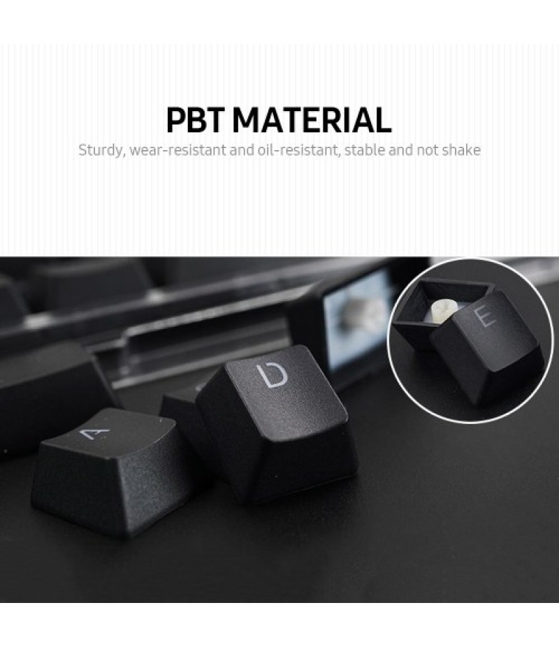 104 Keys Two-color Injection Molding PBT Keycap Set OEM Profile for Mechanical Keyboard White(Only Keycaps)