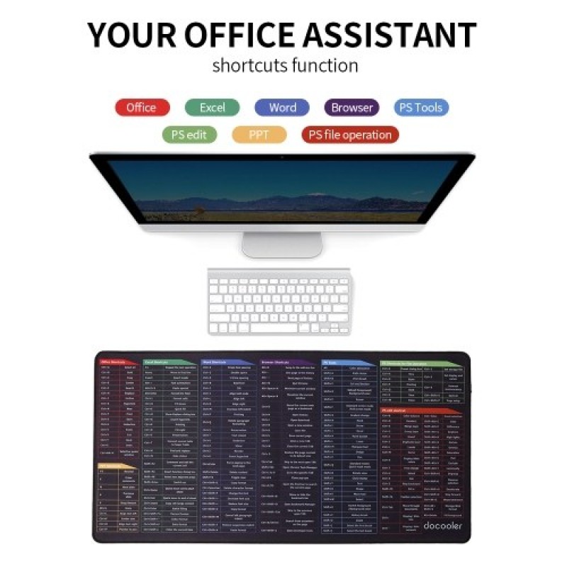  Oversized Gaming Mouse Pad Keyboard Shortcuts Mouse Pad Computer Office Waterproof Non-slip Large Desk Pad