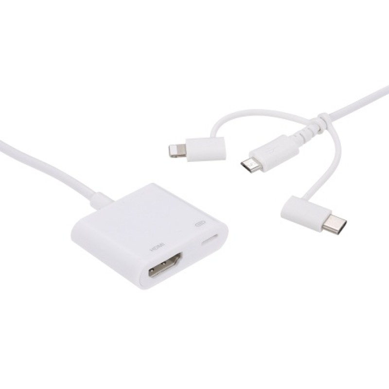 3 in 1 Digital AV Adapter 1080P HDTV Converter Phone Display Dongle USB to HD Adapter Compatible with  /Android/Type-C Phon