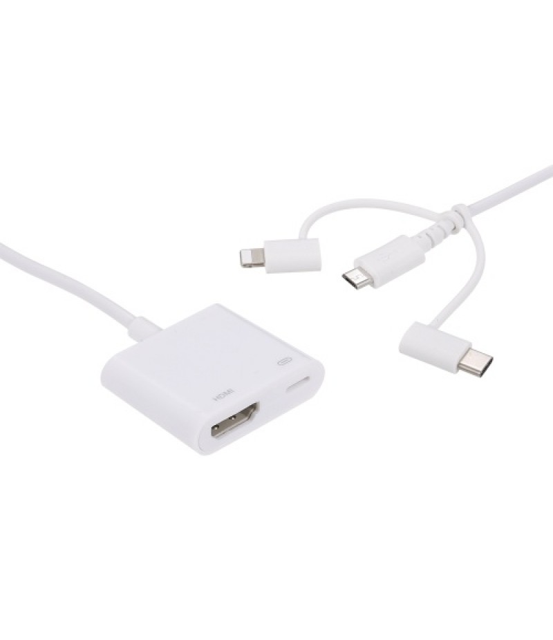3 in 1 Digital AV Adapter 1080P HDTV Converter Phone Display Dongle USB to HD Adapter Compatible with  Apple/Android/Type-C Phon