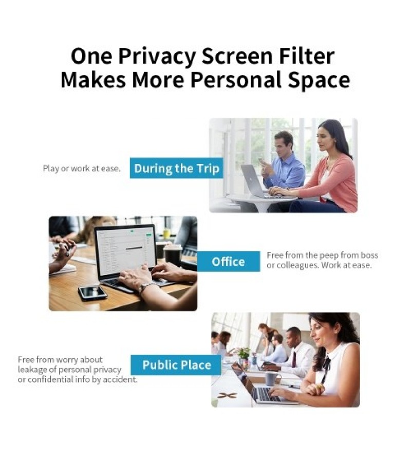 Removable Privacy Screen Filter Washable Reusable Anti-glare High-transmittance Screen Protector with PVC Panel for 14'' Laptop