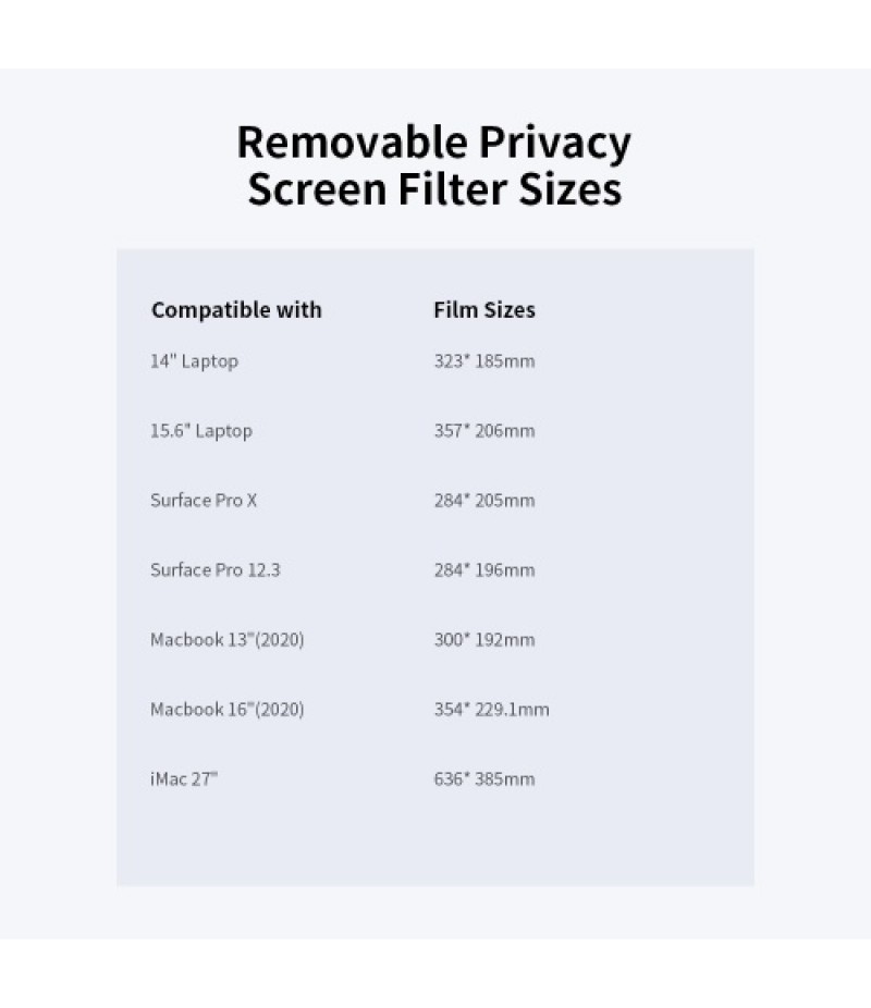 Removable Privacy Screen Filter Washable Reusable Anti-glare High-transmittance Screen Protector with PVC Panel for 14'' Laptop