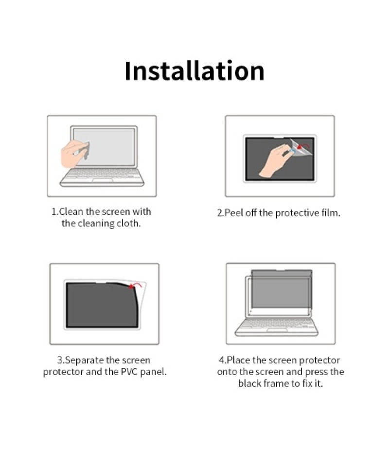 Removable Privacy Screen Filter Washable Reusable Anti-glare High-transmittance Screen Protector with PVC Panel for 14'' Laptop