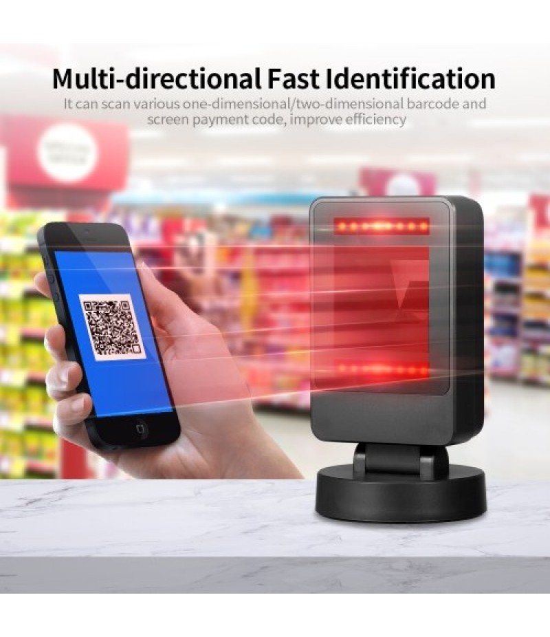 Scanning Platform 1D/2D Barcode Scanner USB Wired Bar Code Scanner for Supermarket Restaurant Bookstore Retail Store Warehouse