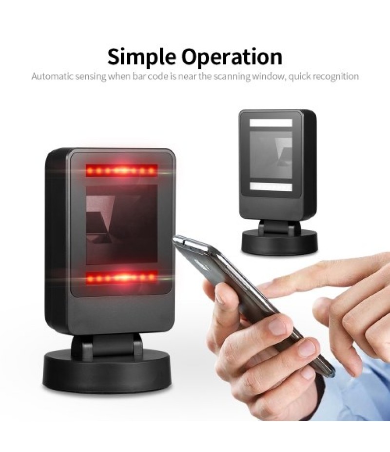 Scanning Platform 1D/2D Barcode Scanner USB Wired Bar Code Scanner for Supermarket Restaurant Bookstore Retail Store Warehouse