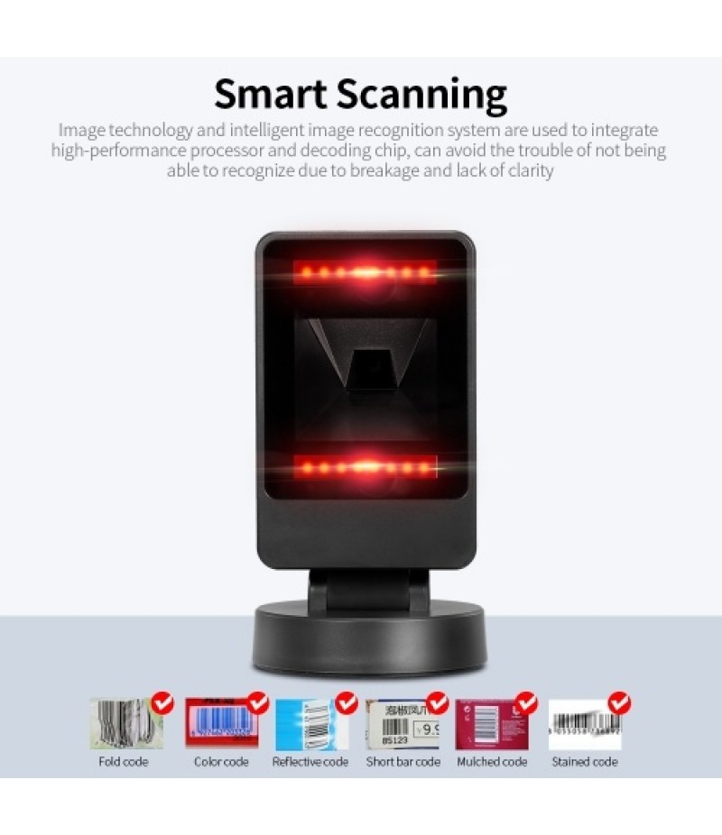 Scanning Platform 1D/2D Barcode Scanner USB Wired Bar Code Scanner for Supermarket Restaurant Bookstore Retail Store Warehouse