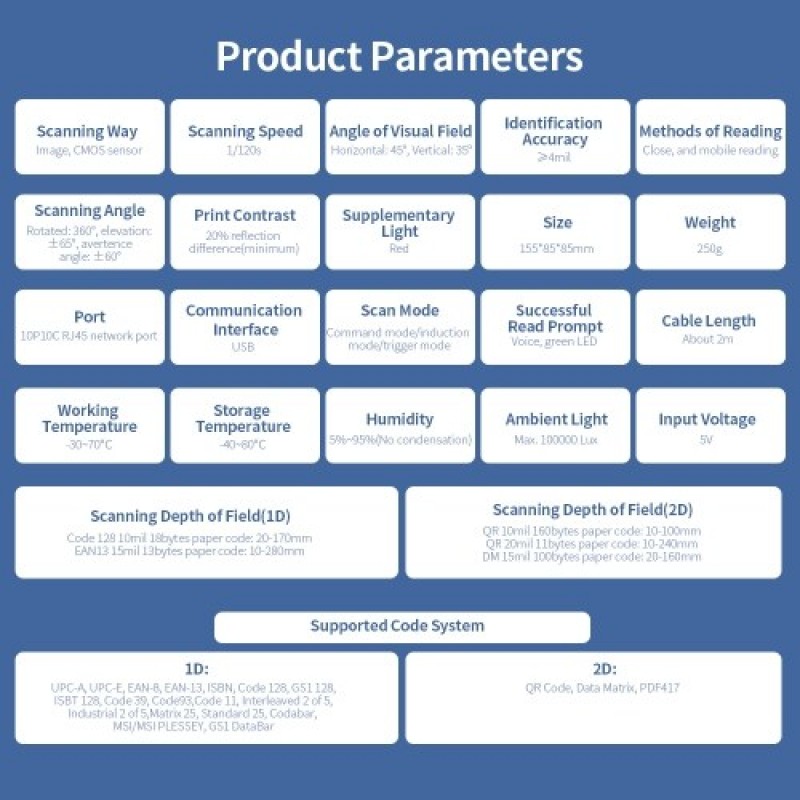 Scanning Platform 1D/2D Barcode Scanner USB Wired Bar Code Scanner for Supermarket Restaurant Bookstore Retail Store Warehouse