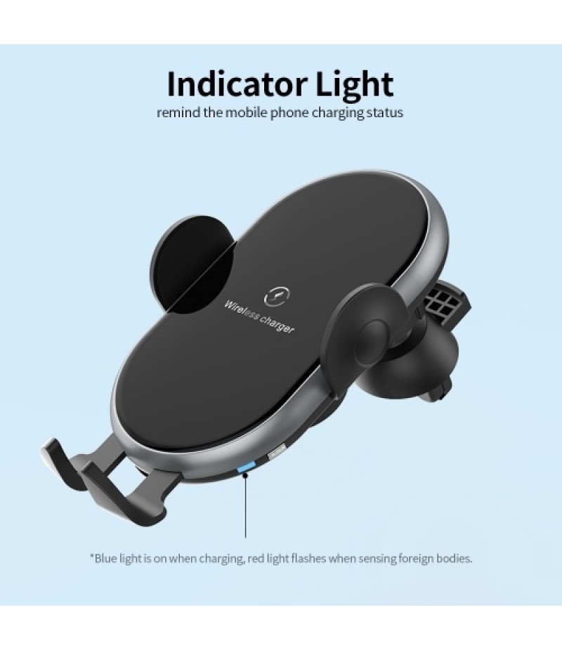 X366 Car Wireless Charger Full-Automatic Vehicle Bracket 10W Fast Charge Intelligent induction Holder with Chuck Bracket Gray