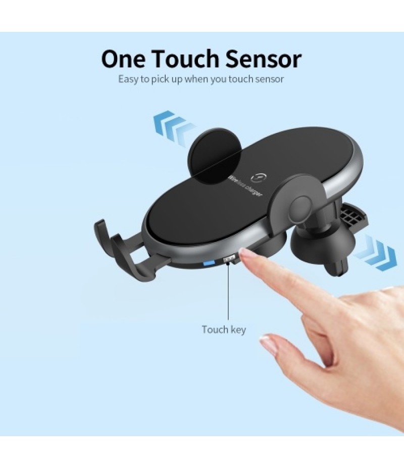 X366 Car Wireless Charger Full-Automatic Vehicle Bracket 10W Fast Charge Intelligent induction Holder with Chuck Bracket Gray