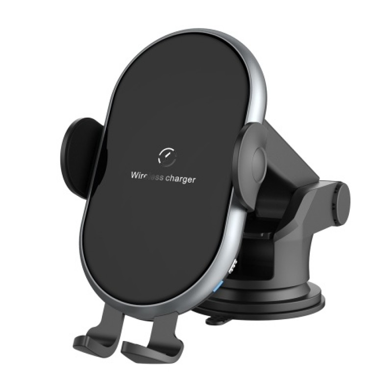 X366 Car Wireless Charger Full-Automatic Vehicle Bracket 10W Fast Charge Intelligent induction Holder with Chuck Bracket Gray