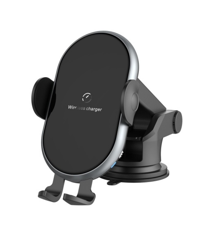 X366 Car Wireless Charger Full-Automatic Vehicle Bracket 10W Fast Charge Intelligent induction Holder with Chuck Bracket Gray