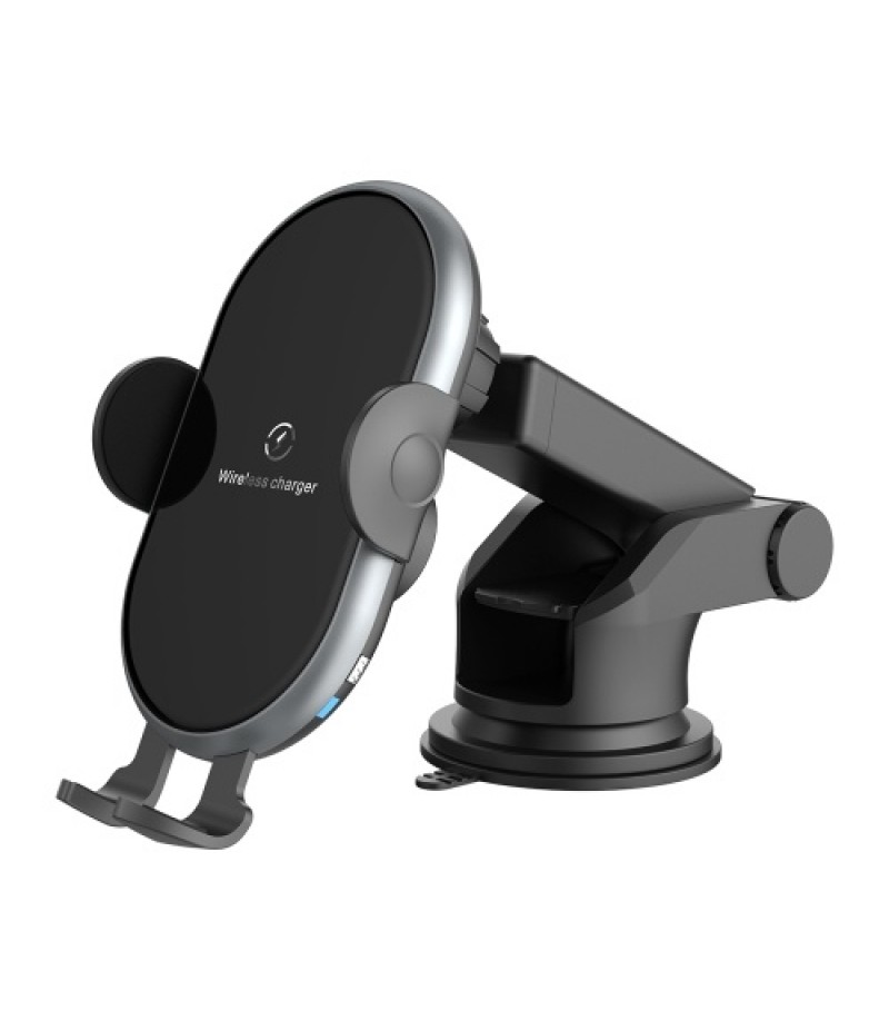 X366 Car Wireless Charger Full-Automatic Vehicle Bracket 10W Fast Charge Intelligent induction Holder with Chuck Bracket Gray