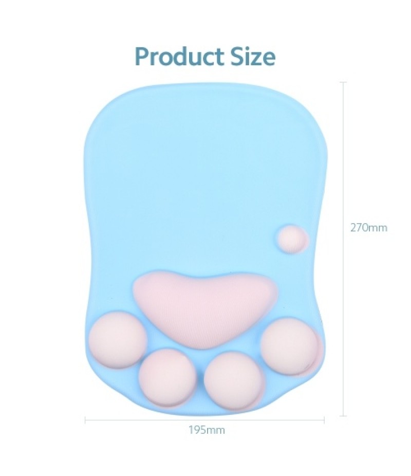 Silicone Mouse Wrist Pad Cute Cat Claw Silicone Mouse Pad Anti-slip Mouse Pad Smooth Movement Accurate Positioning Blue