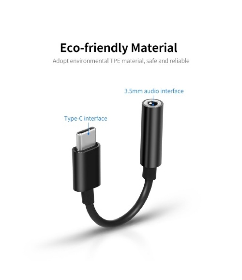 Type-C to 3.5mm Earphone Adapter USB 3.1 Type-C Male to 3.5 AUX Audio Female Jack Audio Adapter for Huawei Xiaomi Samsung Black