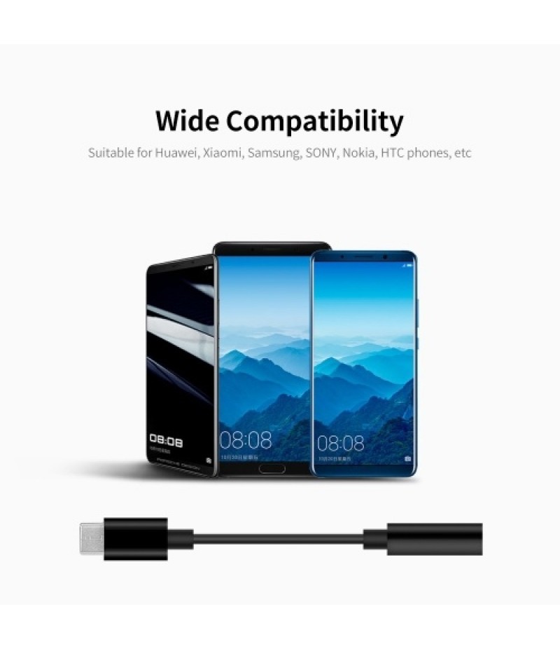 Type-C to 3.5mm Earphone Adapter USB 3.1 Type-C Male to 3.5 AUX Audio Female Jack Audio Adapter for Huawei Xiaomi Samsung Black