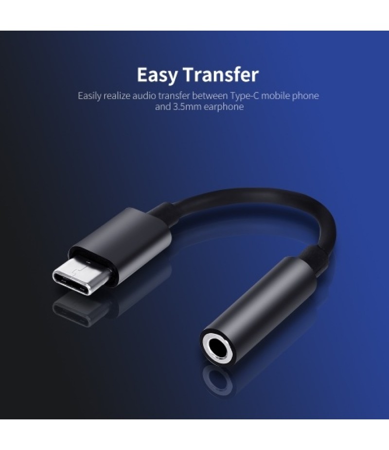 Type-C to 3.5mm Earphone Adapter USB 3.1 Type-C Male to 3.5 AUX Audio Female Jack Audio Adapter for Huawei Xiaomi Samsung Black