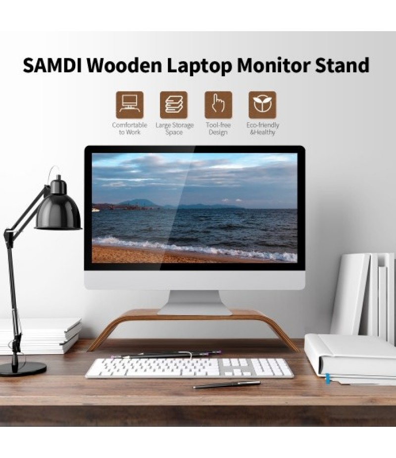  Wooden Stand All-in-one Machine Monitor Laptop Holder Strong Bearing Capacity Stable Wooden Bracket Replacement for iMac