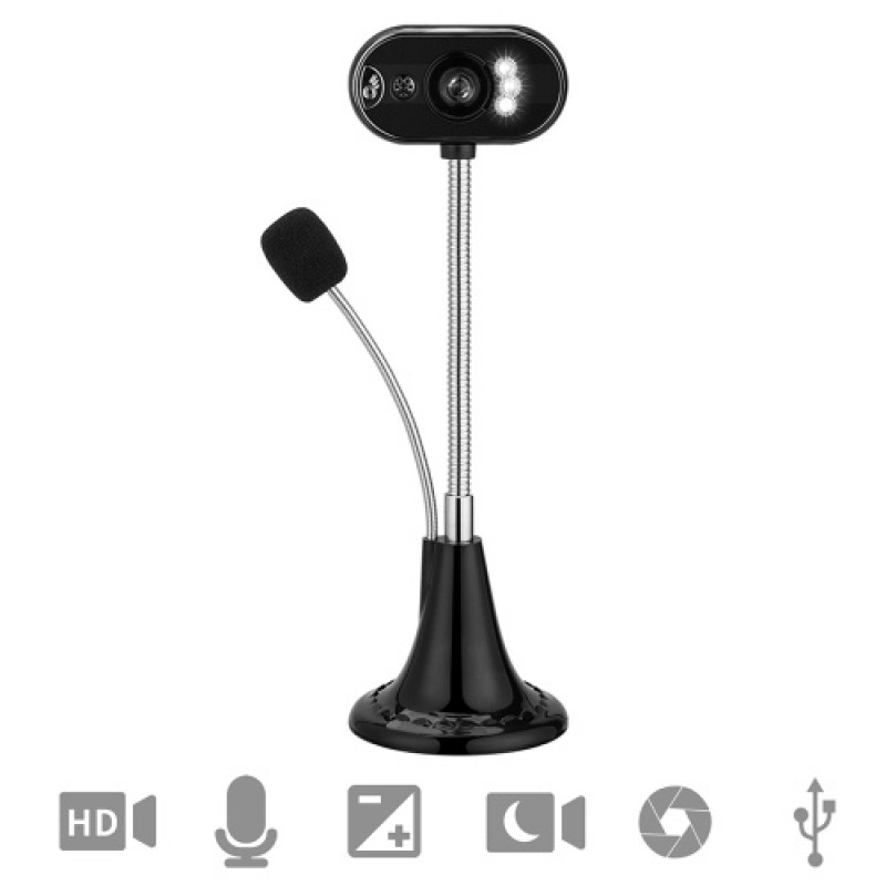 Webcam with Microphone LED HD USB Web Camera Video for Desktop Laptop Gaming Conferencing