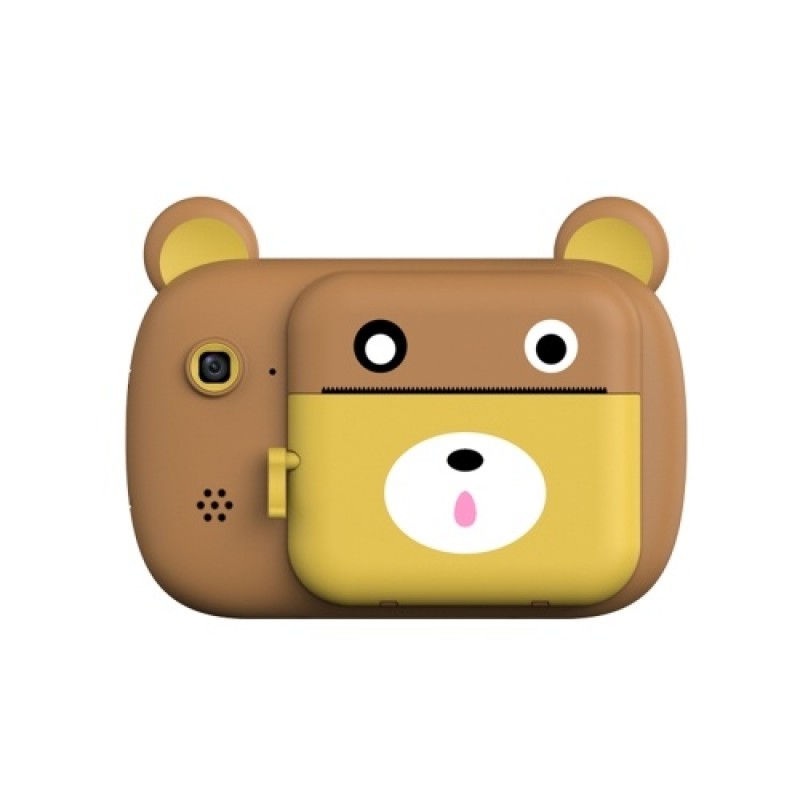 Instant Print Digital Camera Cute 24MP 1080P Front Rear Camera 2.4inch IPS Screen Kids Camera Mini Cam Brown