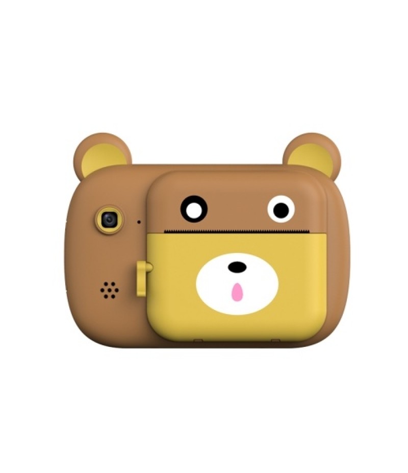 Instant Print Digital Camera Cute 24MP 1080P Front Rear Camera 2.4inch IPS Screen Kids Camera Mini Cam Brown