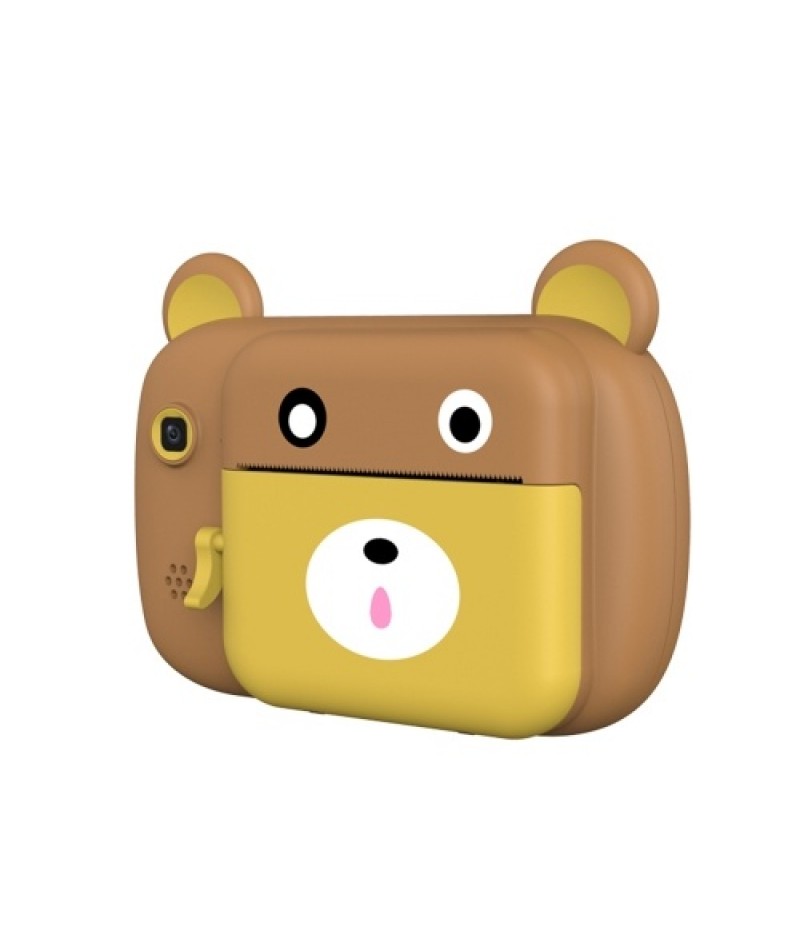 Instant Print Digital Camera Cute 24MP 1080P Front Rear Camera 2.4inch IPS Screen Kids Camera Mini Cam Brown