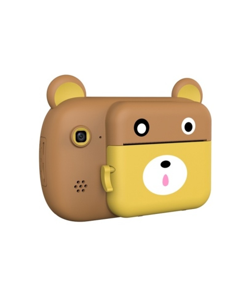 Instant Print Digital Camera Cute 24MP 1080P Front Rear Camera 2.4inch IPS Screen Kids Camera Mini Cam Brown