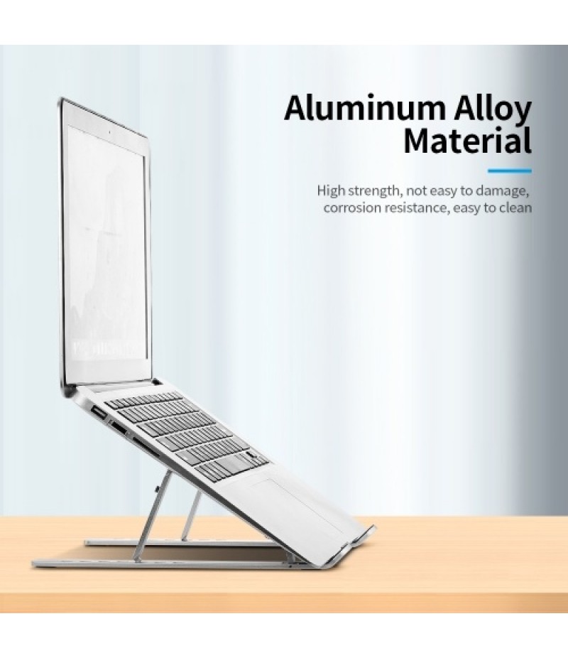 7-level Adjustable Laptop Stand Portable Aluminum Alloy Laptop Stand Foldable Non-slip Notebook Holder Silver