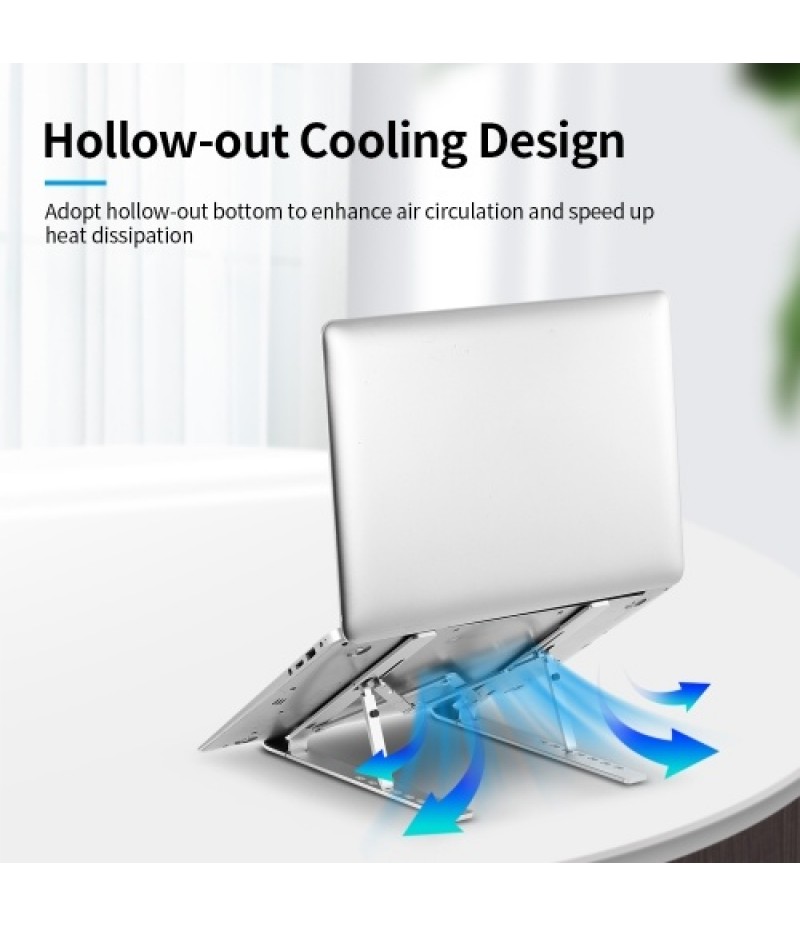 7-level Adjustable Laptop Stand Portable Aluminum Alloy Laptop Stand Foldable Non-slip Notebook Holder Silver
