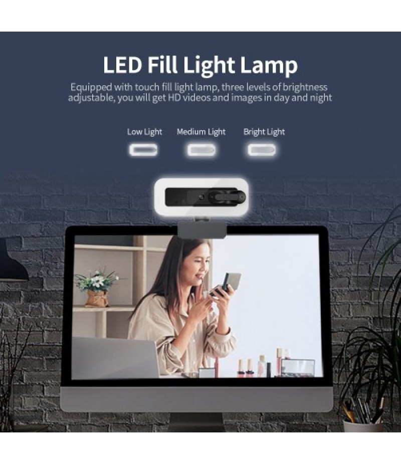 4K Auto Focus USB Webcam Driver-free Web Camera with Noise Reduction Microphone Privacy Cover for Video Chat Online Conference