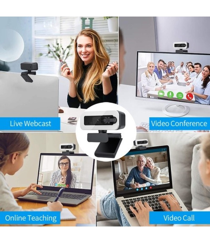 4K Auto Focus USB Webcam Driver-free Web Camera with Noise Reduction Microphone Privacy Cover for Video Chat Online Conference
