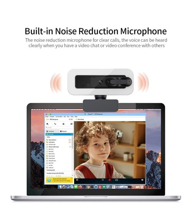 4K Auto Focus USB Webcam Driver-free Web Camera with Noise Reduction Microphone Privacy Cover for Video Chat Online Conference