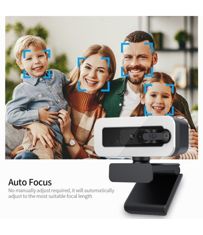 4K Auto Focus USB Webcam Driver-free Web Camera with Noise Reduction Microphone Privacy Cover for Video Chat Online Conference