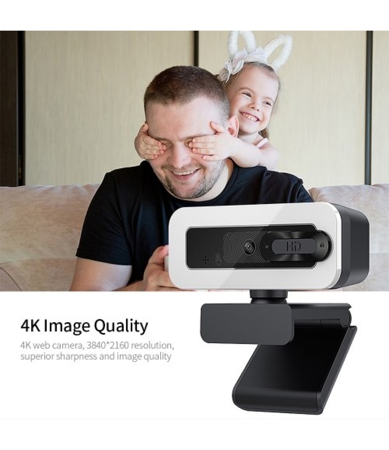 4K Auto Focus USB Webcam Driver-free Web Camera with Noise Reduction Microphone Privacy Cover for Video Chat Online Conference
