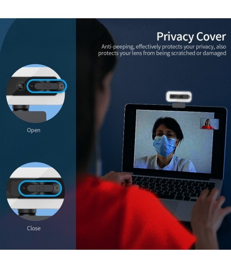 4K Auto Focus USB Webcam Driver-free Web Camera with Noise Reduction Microphone Privacy Cover for Video Chat Online Conference