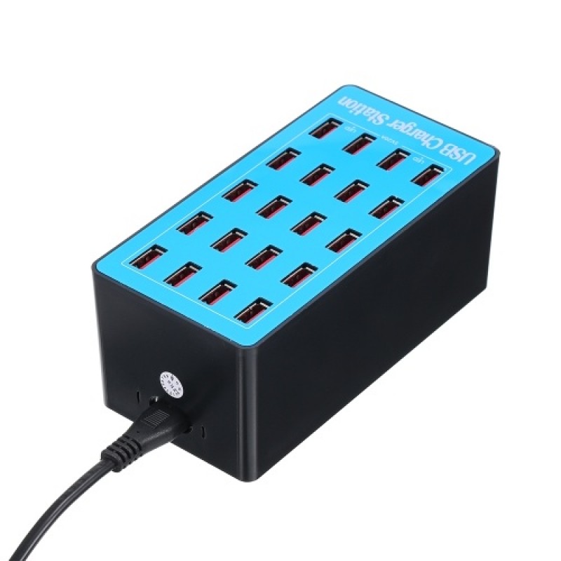 USB Smart Charger with 20 Ports Power Adapter of Universal Compatibility Charging Station for Family and Office Use