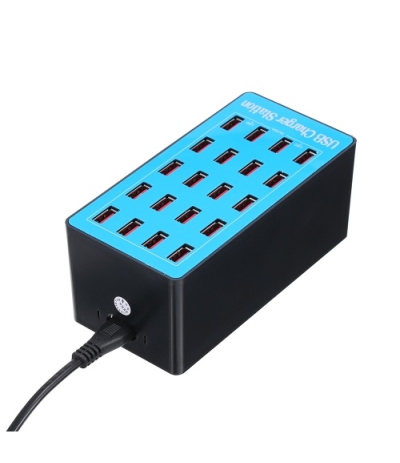USB Smart Charger with 20 Ports Power Adapter of Universal Compatibility Charging Station for Family and Office Use